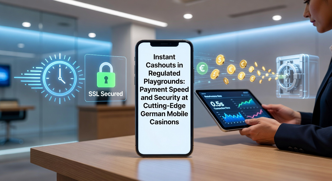 Screenshot eines modernen deutschen Mobile-Casinos mit Instant-Cashout-Funktion und sicheren Zahlungsoptionen