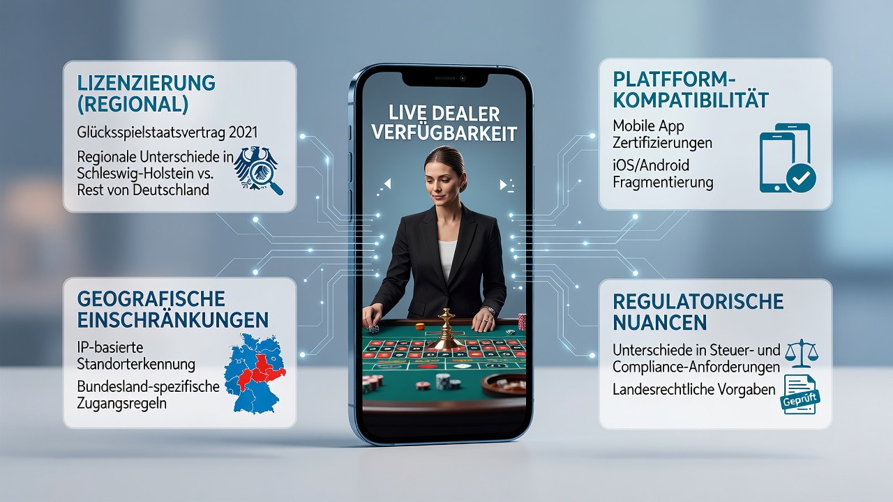 Mobile Live-Dealer-Schnittstelle mit regionalen Lizenzsymbolen
